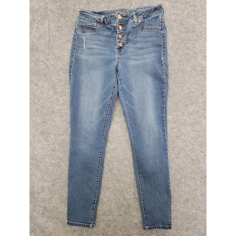 Maurices High-Rise Skinny Jeans Medium Wash Blue Button Fly Women's Size M R
